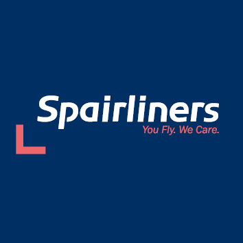 Spairliners logo with tagline on blue background