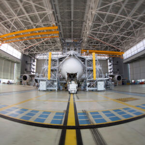 A380 in Hangar fisheye square-1